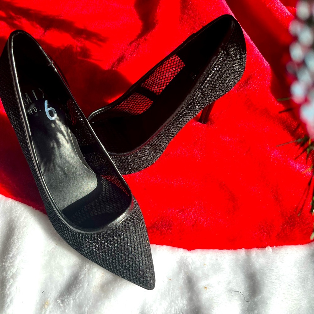 Never worn. Black Mesh Pump, 4” heel. Classic Beaty.